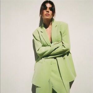🆕 ZARA Menswear Style Oversized Blazer in Pistachio Green SZ XS